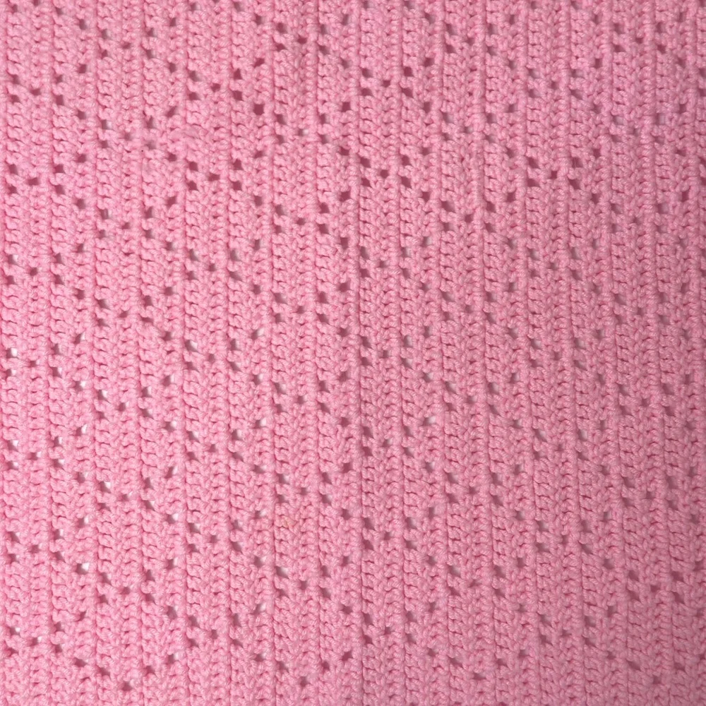 Handmade Crochet Blanket Knit Hand Crafted Quilt Throw Grandma Cottage Core Pink